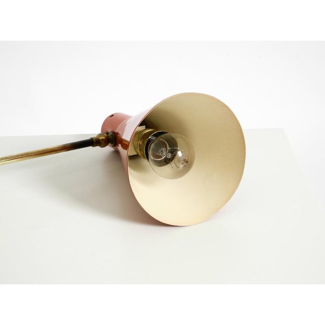 Large Mid-Century Modern Brass Table Lamp with Brick-Red Shade, 1950s For Sale - Image 17 of 18