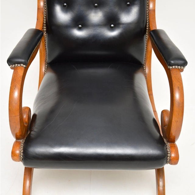 Black Antique Regency Leather Slipper Armchair, 1830s For Sale - Image 8 of 10