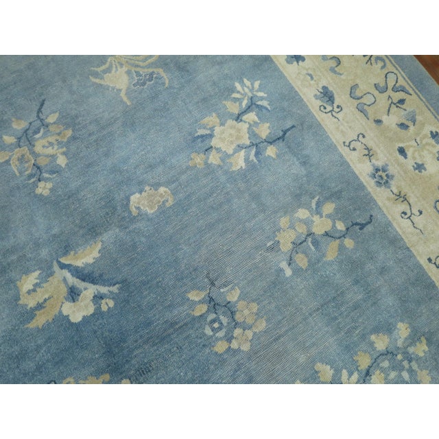 Baby Blue Light Blue Cream Oversize Antique Chinese 10'' - 12' x 17'10" For Sale - Image 8 of 11