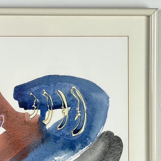 1986 Abstract Watercolor with Clothespin by Russ Armstrong, Framed For Sale In Philadelphia - Image 6 of 7