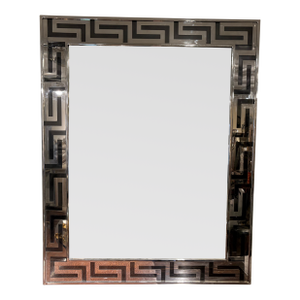 1980s Greek Key Chrome Mirror