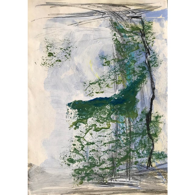 Patricia Zippin "Lake and Mountain" 1980s Mixed Media Abstract Painting