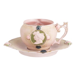 Porcelain Teacup and Saucer from Schafer & Vater, Set of 2 For Sale