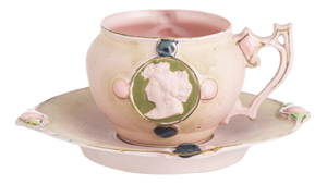 Porcelain Teacup and Saucer from Schafer & Vater, Set of 2
