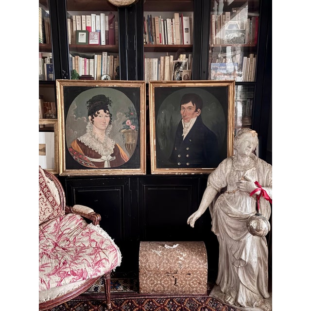 Portraits, 1820, Oil on Canvases, Framed, Set of 2 For Sale - Image 8 of 17