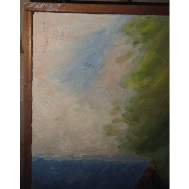 1967 Mid-Century Modern German Expressionist Village Scene Oil Painting by Gus Bundy For Sale - Image 4 of 6