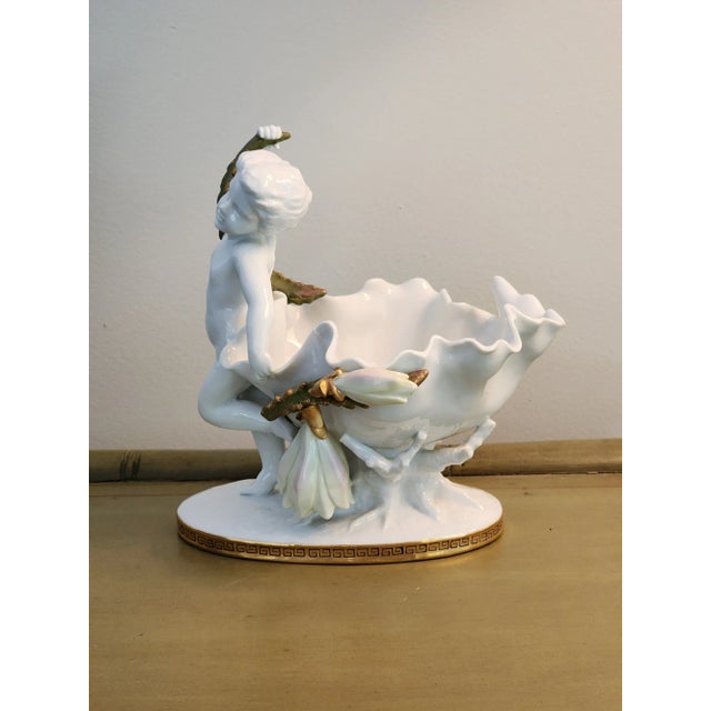 Early 19th Century Antique Moore Brothers White Gold Porcelain Cherub Compote Bowl For Sale - Image 5 of 13