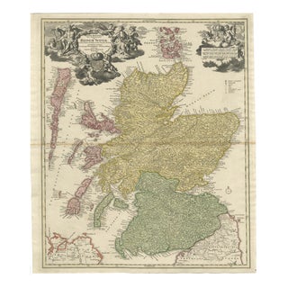 Antique Map of Scotland by Johann Baptist Homann, 1710 For Sale