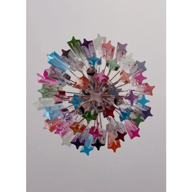 Medium Murano Glass Chandelier 47 Multicolored Prisms For Sale - Image 9 of 11