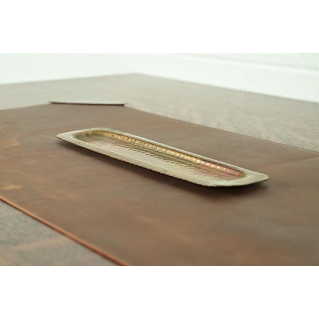 Early 20th Century Roycroft Arts & Crafts Brass Finished Hammered Copper Pen Tray For Sale - Image 5 of 11