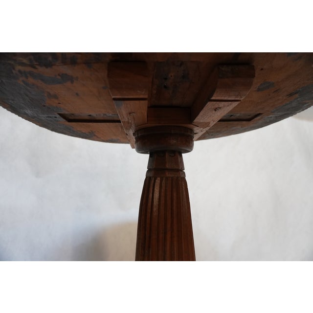 Antique Round Carved Wood Pedestal Side Table For Sale - Image 14 of 15