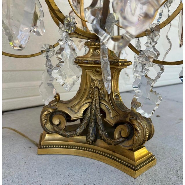 19th Century E. F. Caldwell Gilt Bronze & Baccarat Crystal Girandole Table Lamps - a Pair For Sale - Image 9 of 18