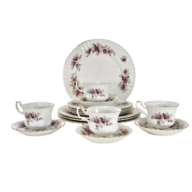 1980s Royal Albert Lavender Rose Bone China Dinnerware Service for Four, 16 Pieces For Sale - Image 18 of 18