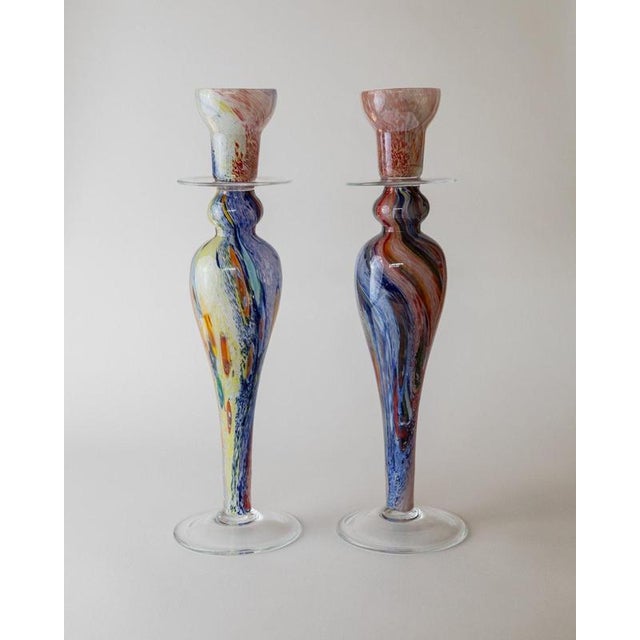 Vintage Italian Murano Glass Candleholders, 1980s, Set of 2 For Sale - Image 13 of 13