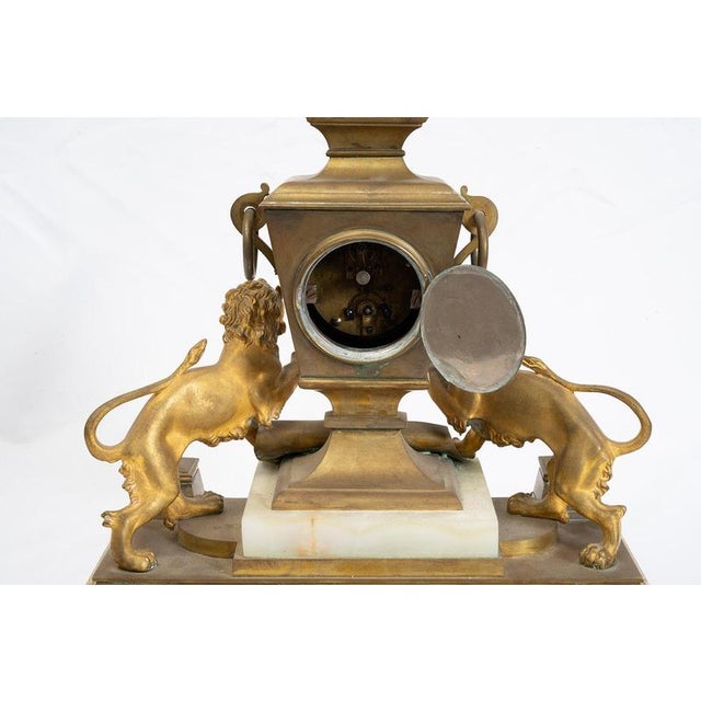 Napoleon III Inkwell with Built-In Clock in Gilded Bronze and Onyx, France, 19th Century For Sale - Image 5 of 6