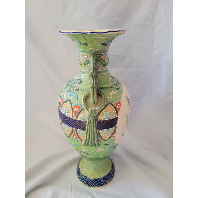 Antique Japanese Moriage Floral Vase For Sale - Image 4 of 11