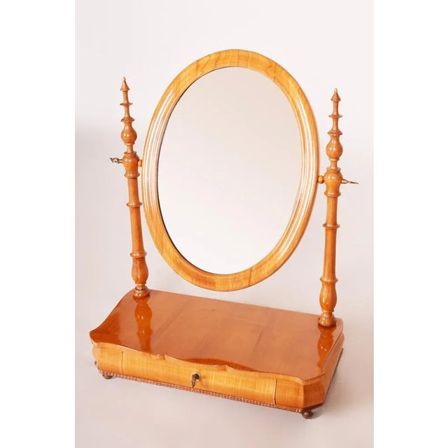 Biedermeier Table Mirror in Cherry Tree, 1860s For Sale - Image 9 of 10