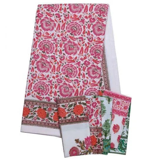 Riyad 12-Seat Pink & Orange Tablecloth For Sale - Image 4 of 6