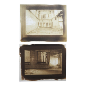 Late 20th Century Abandoned Buildings Architectural Sepia Cyanotype Photograph - A Pair