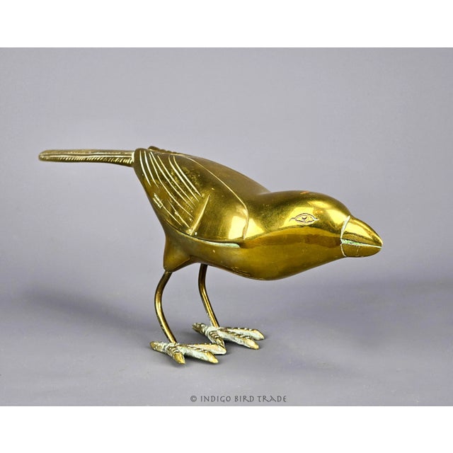 Mid Century Large Solid Brass Bird Sculptures - Set of 2 For Sale In Greenville, SC - Image 6 of 10