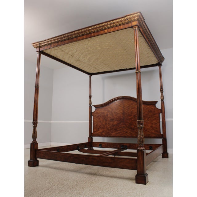 English Theodore Alexander Althorp Collection Mahogany King Size Canopy Bed For Sale - Image 3 of 18