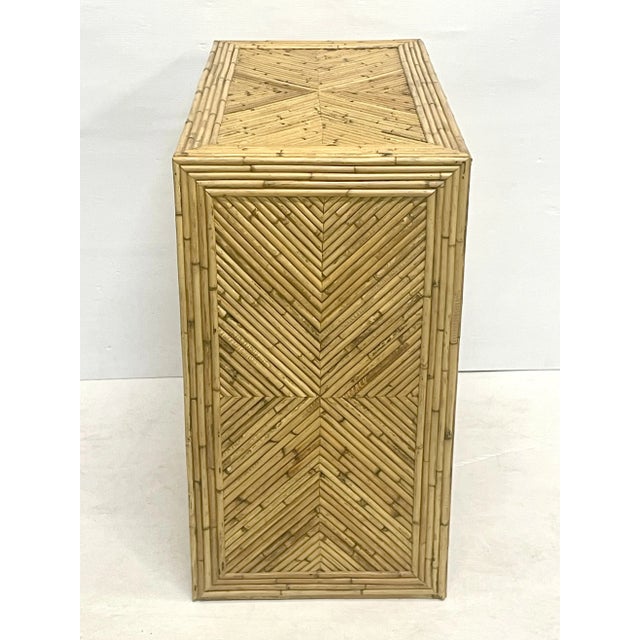 1970s 1970’s Vintage Natural Pencil Reed Rattan 2 Door Server Cabinet For Sale - Image 5 of 7