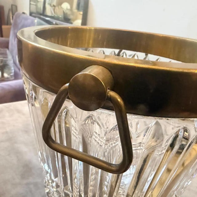 1970s Modern Silver Plated and Heavy Engraved Crystal French Wine Cooler For Sale - Image 6 of 16