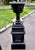 Large Antique Black Cast Iron Garden Urns on Pedestals, Pair, Circa 1900 For Sale - Image 9 of 18