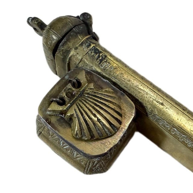 Mid 19th Century 19th Century Ottoman Brass Traveling Scribe Pen Box & Inkwell - Signed "Sohrab" For Sale - Image 5 of 9
