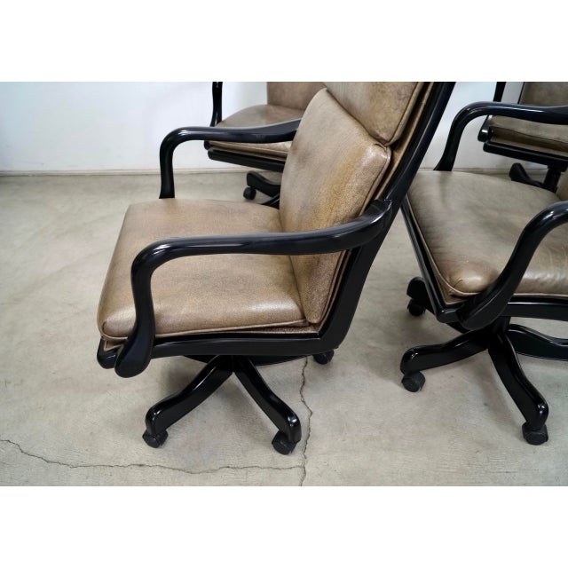 Tan 2010’s Hancock & Moore Leather Executive Office Desk Chairs - Set of 4 For Sale - Image 8 of 12