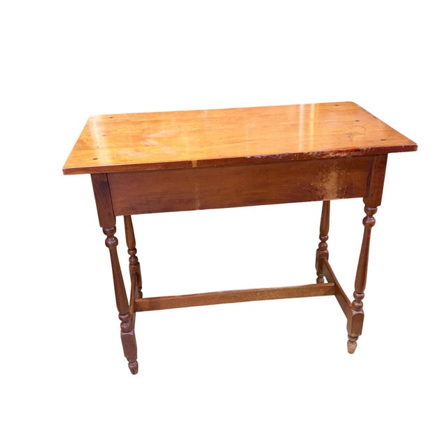 Wood Vintage 1960s American Colonial Solid Cherry Wood Tavern /Writing Desk For Sale - Image 7 of 10