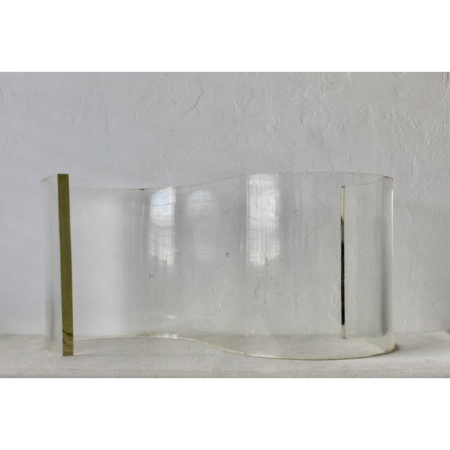 Vladimir Kagan Style Biomorphic Curved Lucite Coffee Table Base. This coffee table base features a unique waveform in...