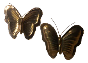 Vintage Butterfly Wall Lamps in Gilded Metal, 1970, Set of 2