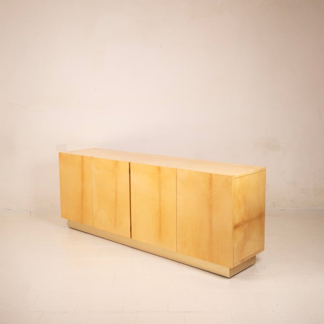 Mid-Century Modern Italian Parchment and Brass Sideboard from Tura Milano, 1970s For Sale - Image 9 of 18