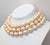 American Vintage Signed Monet Goldtone 3-Strand Faux-Baroque Pearl Collar Necklace For Sale - Image 3 of 10