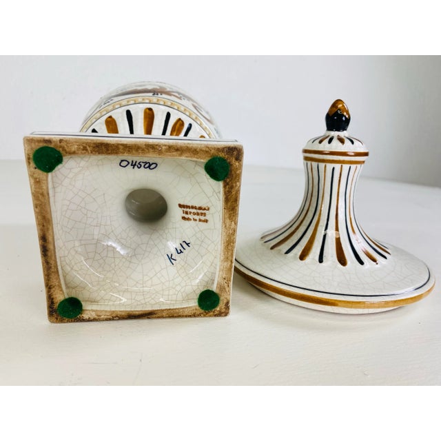 Italian Mid Century Vintage Hand Painted Italian Pottery Urn With Lid. For Sale - Image 3 of 10