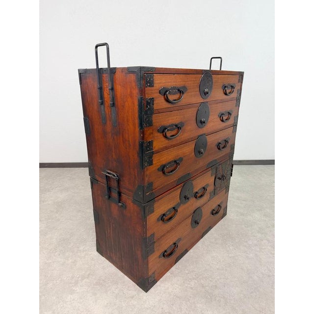 Antique Japanese Meiji 2-Body Kasane Isho-Dansu Clothing Chest, 1890s For Sale - Image 14 of 18