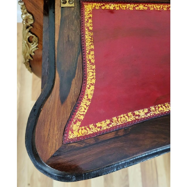 French 19th C Louis XV Rosewood & Satinwood Fitted Slant Front Lady's Desk For Sale - Image 12 of 18