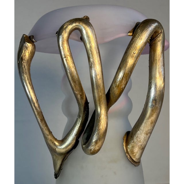 Late 20th Century Art Glass Pink Satin and Abstract Metal Looped Vase by Artist Vasile Tubi Vădan For Sale - Image 5 of 18