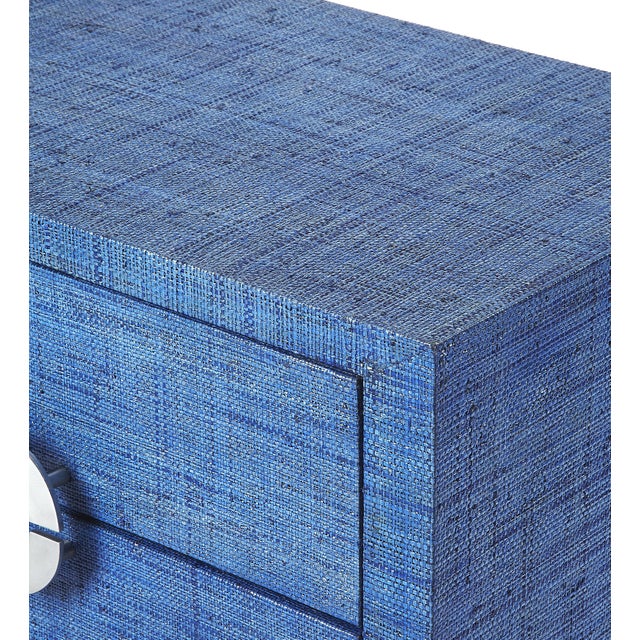 Spritely Home Accent Furniture Amelle 24 in. W Rectangular Raffia 2 Drawer Nightstand with Lower Open Shelf, Blue Raffia For Sale - Image 4 of 6