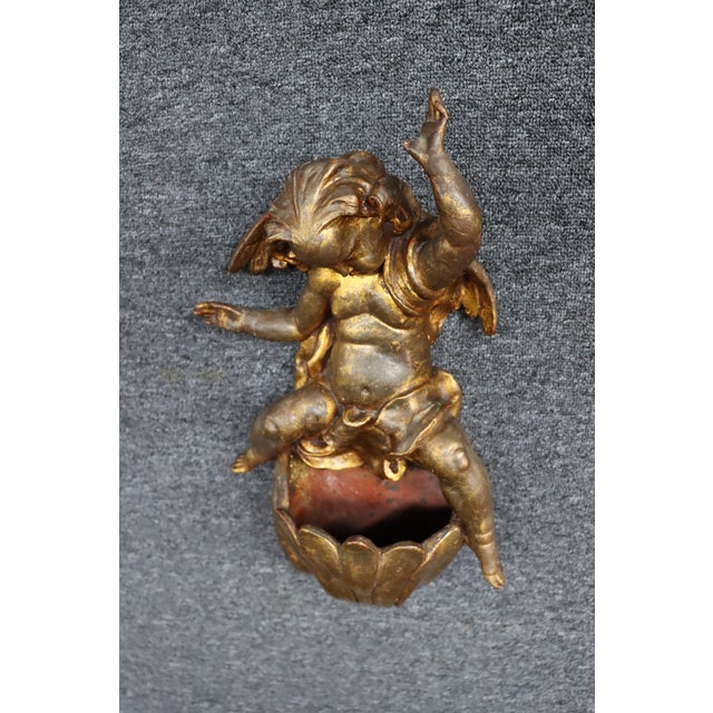 Italian Italian Giltwood Cherub Wall Pocket For Sale - Image 3 of 12