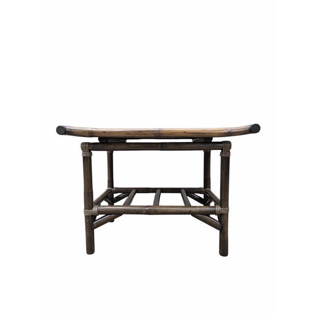 Vintage Modern Coastal Bamboo Side Table by Vogue Rattan For Sale - Image 9 of 10