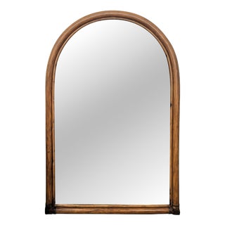 Vintage Italian Bamboo Rattan Arched Wall Mirror, 1960s For Sale