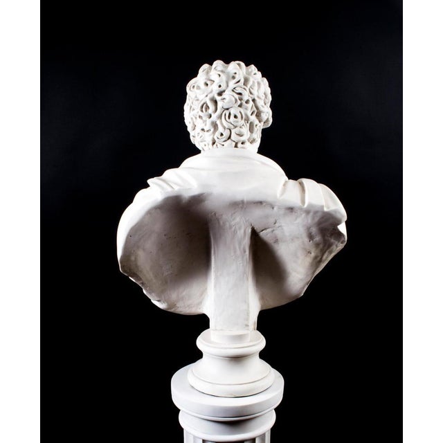 Stone Marble Bust and Pedestal Depicting Roman Emperor Lucius Versus, Set of 2 For Sale - Image 7 of 18