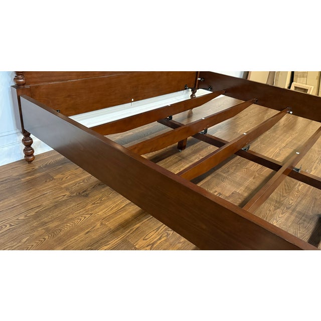 Classic King Size Mahogany Spindle Post Bed by Leighton Hall - Showroom Sample For Sale - Image 12 of 14