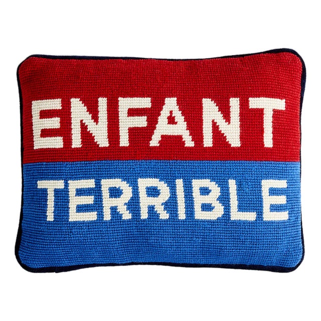 Enfant Terrible Needlepoint Pillow For Sale