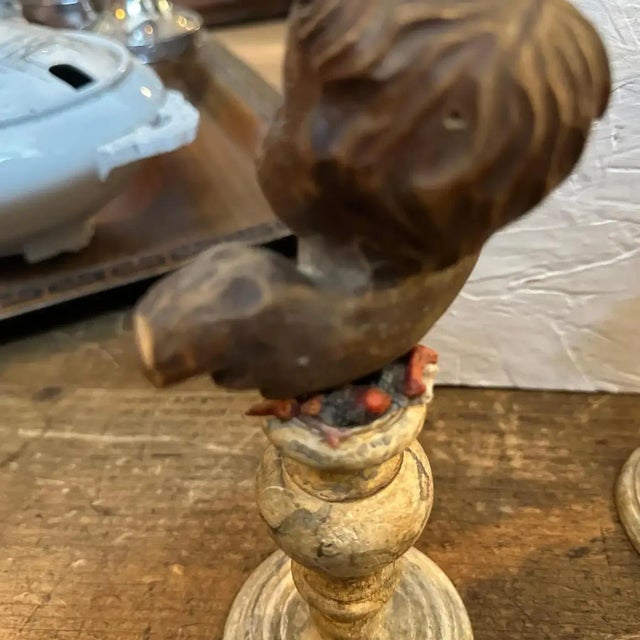 19th Century Two Louis Philippe Sicilian Wood Angels on Lacquered Wood Bases- Set of 2 For Sale - Image 9 of 12