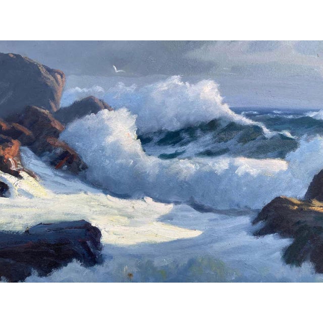 Realism Early 20th Century Rocky Seashore Antique Landscape Oil Painting, George Holloway For Sale - Image 3 of 4