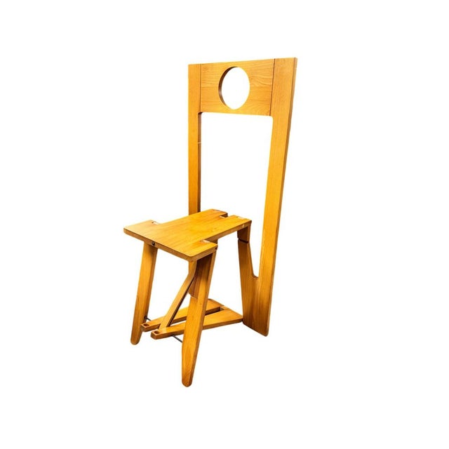 Wood Folding Chair attributed to Roger Tallon, 1970s For Sale - Image 7 of 12