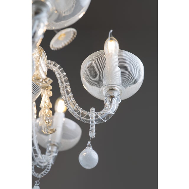 Art Deco Filigree Murano Glass Chandelier from Venini, 1940s For Sale - Image 18 of 18